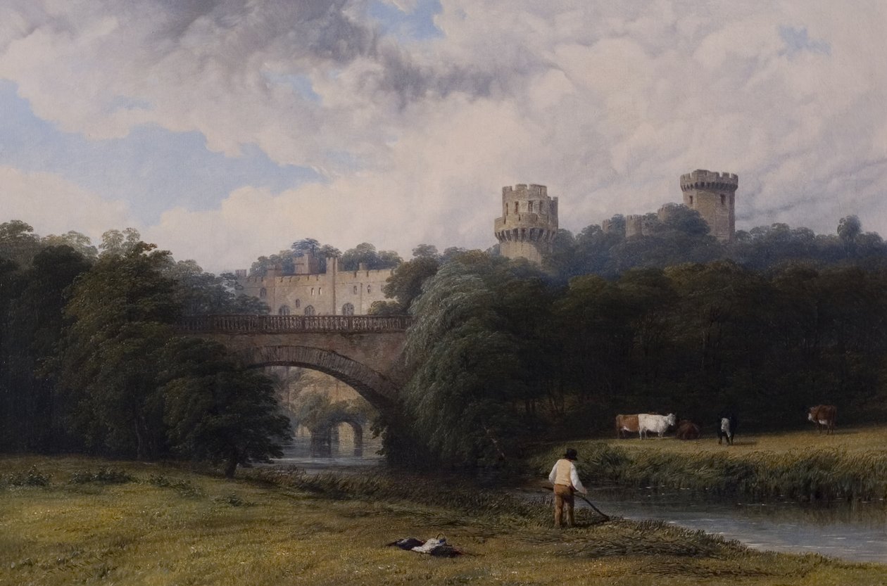 Warwick Castle, fra floden, 1842 af Thomas Baker