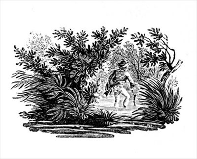Fording the River, fra Land Birds, ca. 1797 (trægravering) af Thomas Bewick