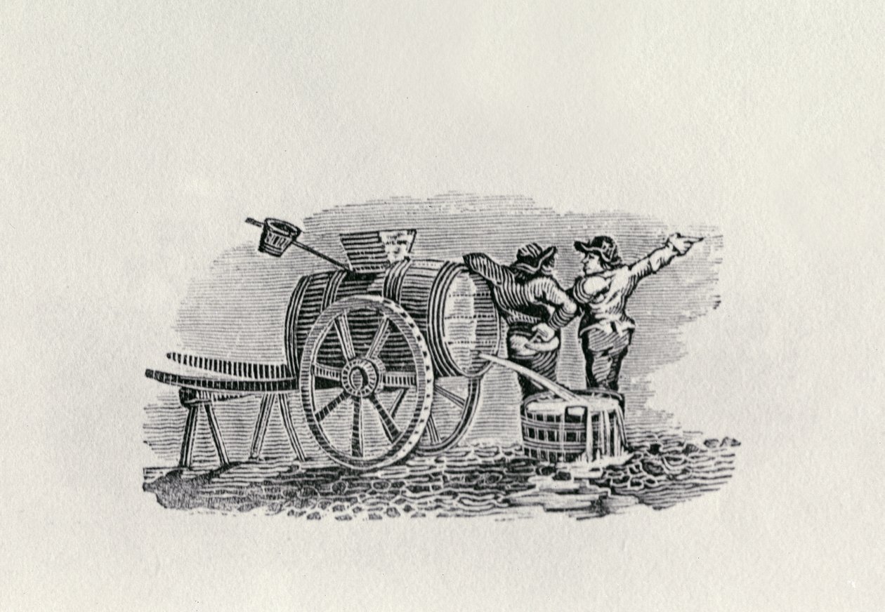 To mænd med en tøndevogn (trægravering) af Thomas Bewick