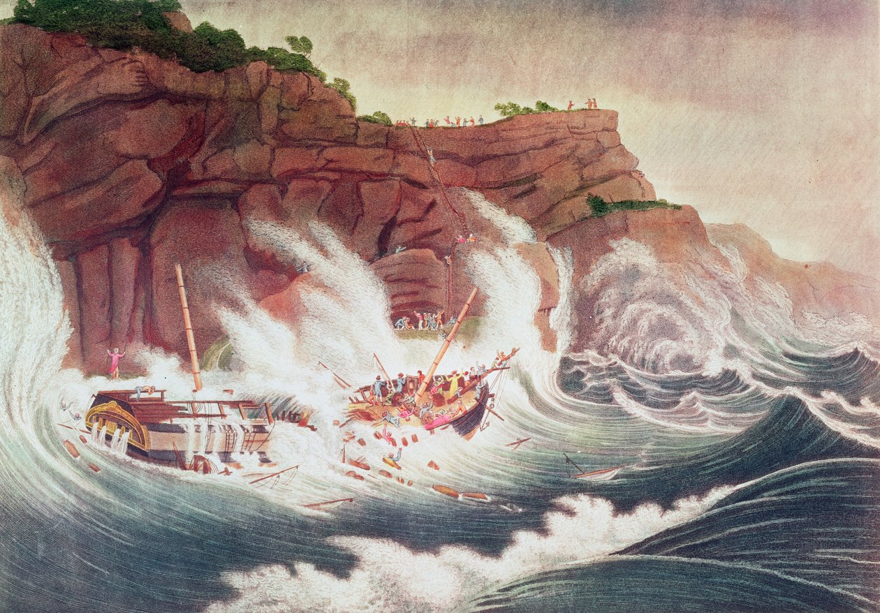 Tabet af pakkeskibet Albion, graveret af C. Tiebout af Thomas Birch