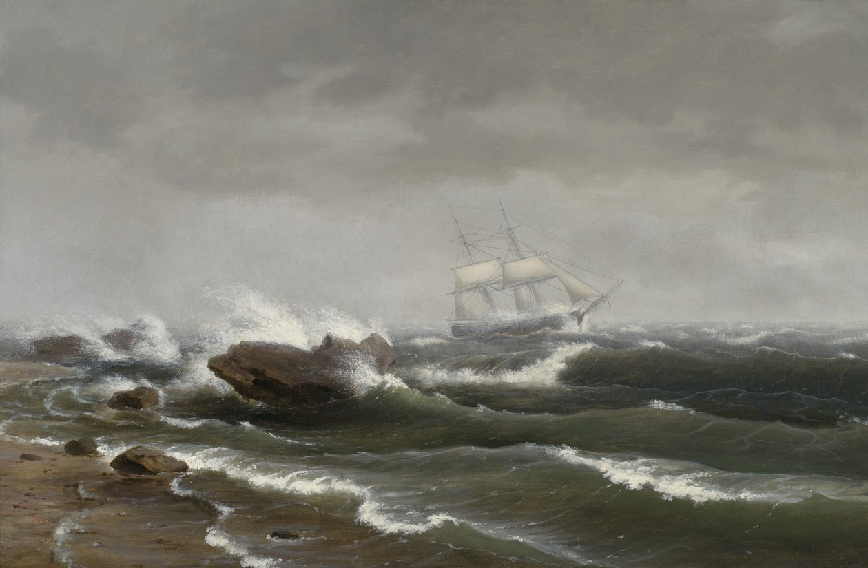 Skib i en storm, 1841 af Thomas Birch