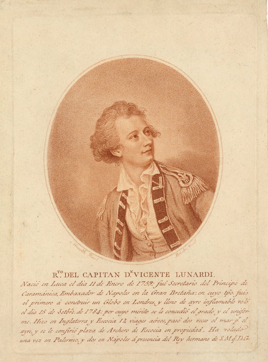 Vincente Lunardi, ca. 1786-1800 (stipstik) af Thomas Burke