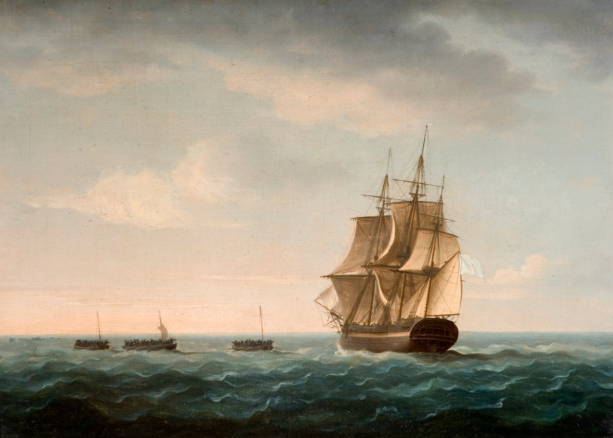 Redning af vogterens besætning ved et fransk handelsskib, 2. januar 1790 af Thomas Buttersworth