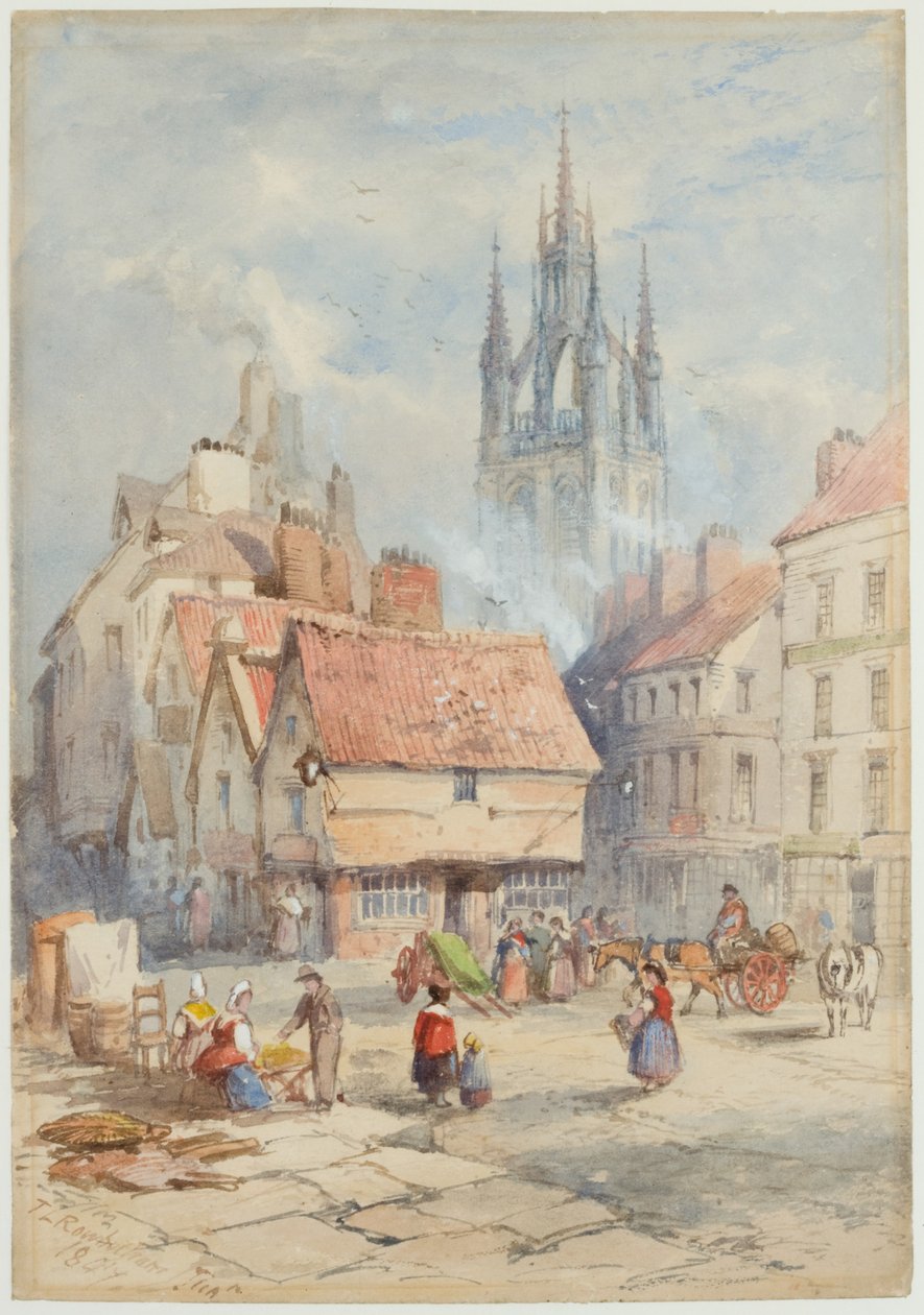 Middle Street, Newcastle upon Tyne (blæk og akvarel på papir) af Thomas Charles Leeson Rowbotham