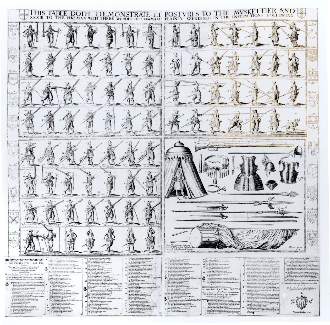 Instruktioner og demonstration af holdninger for musketerer og geddemænd, 1636 af Thomas Cockson