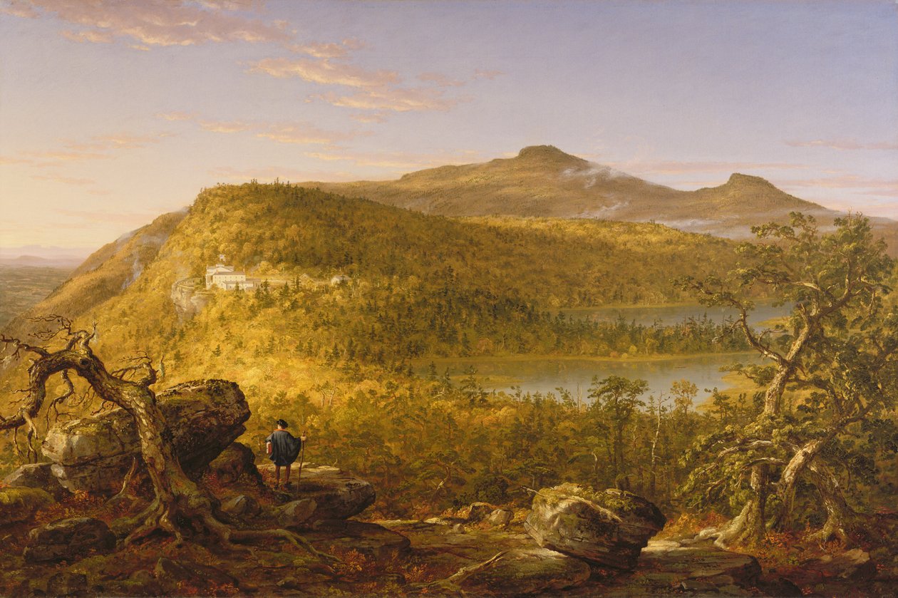En udsigt over de to søer og bjerghuset, Catskill-bjergene, 1844 af Thomas Cole