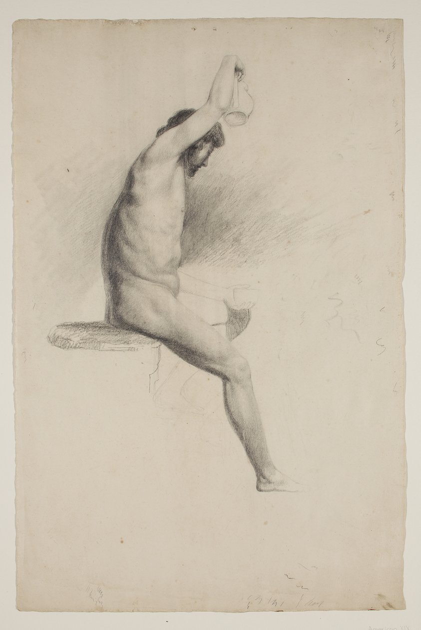 Nøgen siddende mandsfigur, ca. 1832 af Thomas Cole