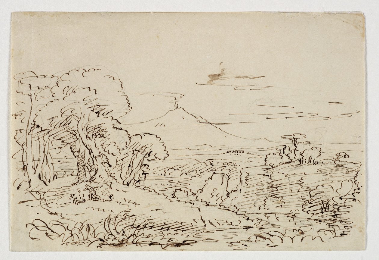 Prosperine samler blomster i Enna-dalen, ca.184647 (pen og blæk over blyant på papir) af Thomas Cole