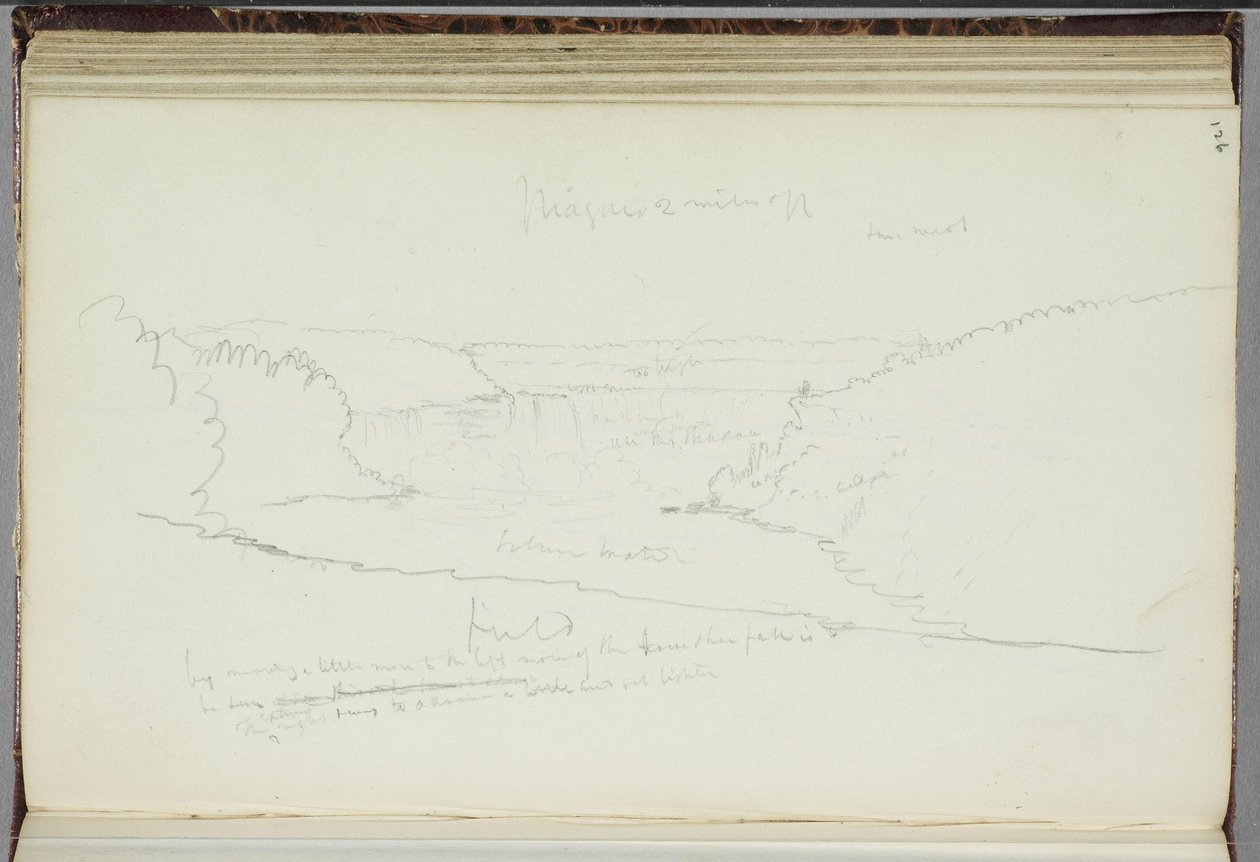 Uden titel, landskab med notationer, 1829 af Thomas Cole