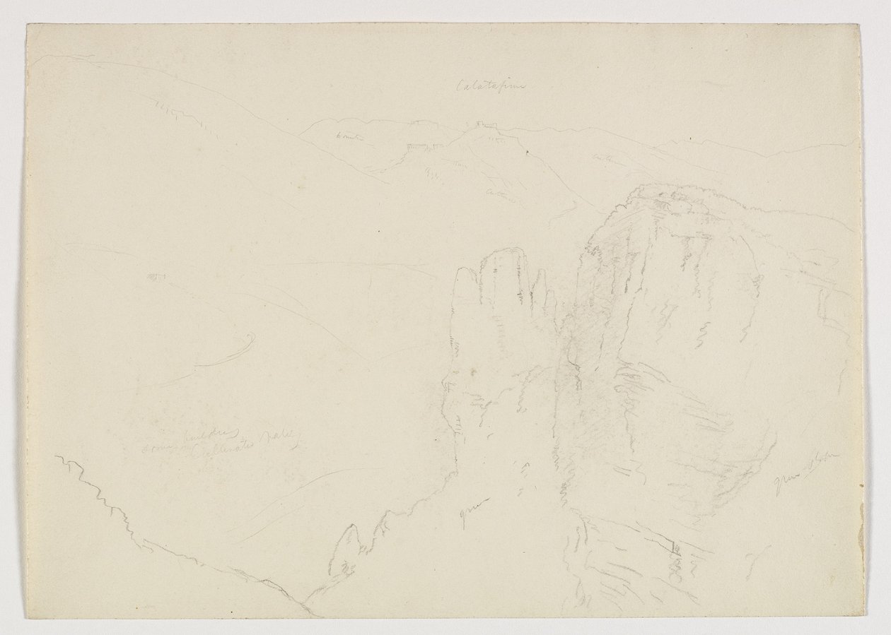 Udsigt over Calatafimi fra Segesta, Sicilien, 1842 af Thomas Cole