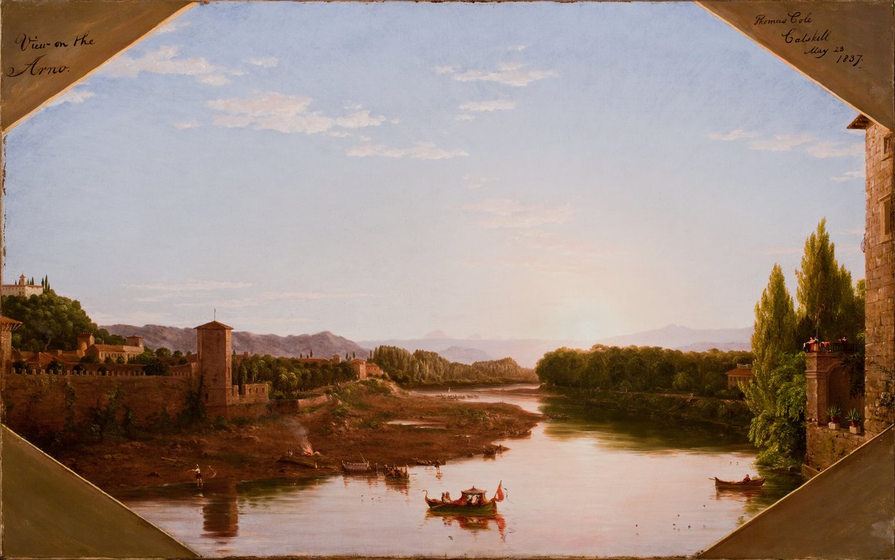 Udsigt over Arno, nær Firenze, 1837 af Thomas Cole