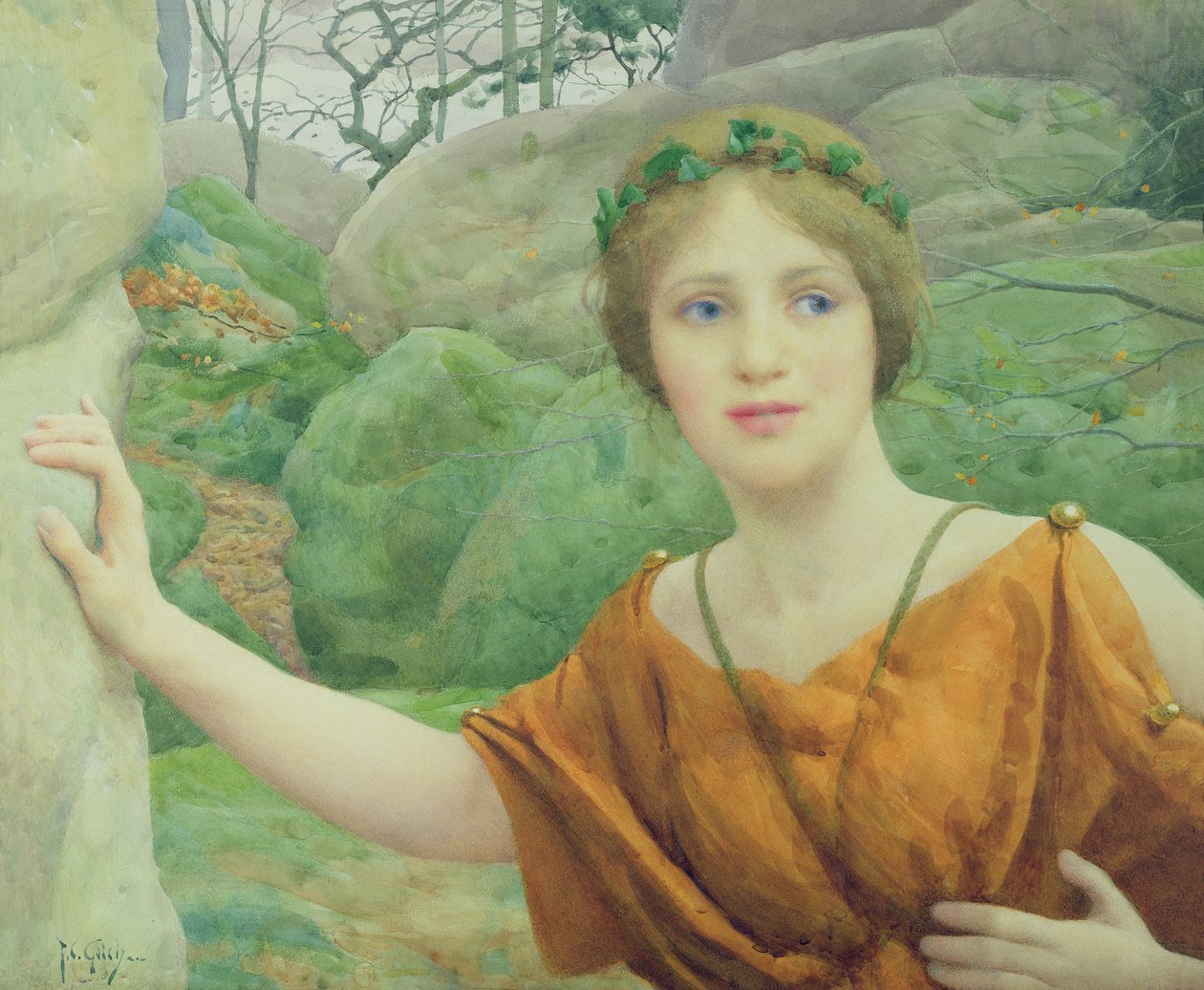 Nymfen nu igen, hun flyver væk af Thomas Cooper Gotch
