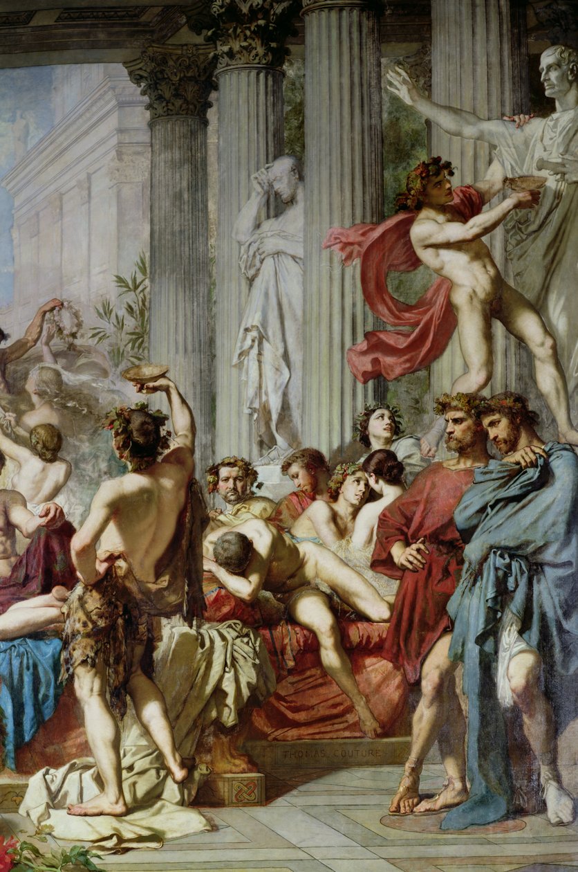 The Romans of the Decadence, detalje fra højrehåndsgruppen, 1847 (detalje af 36568) af Thomas Couture