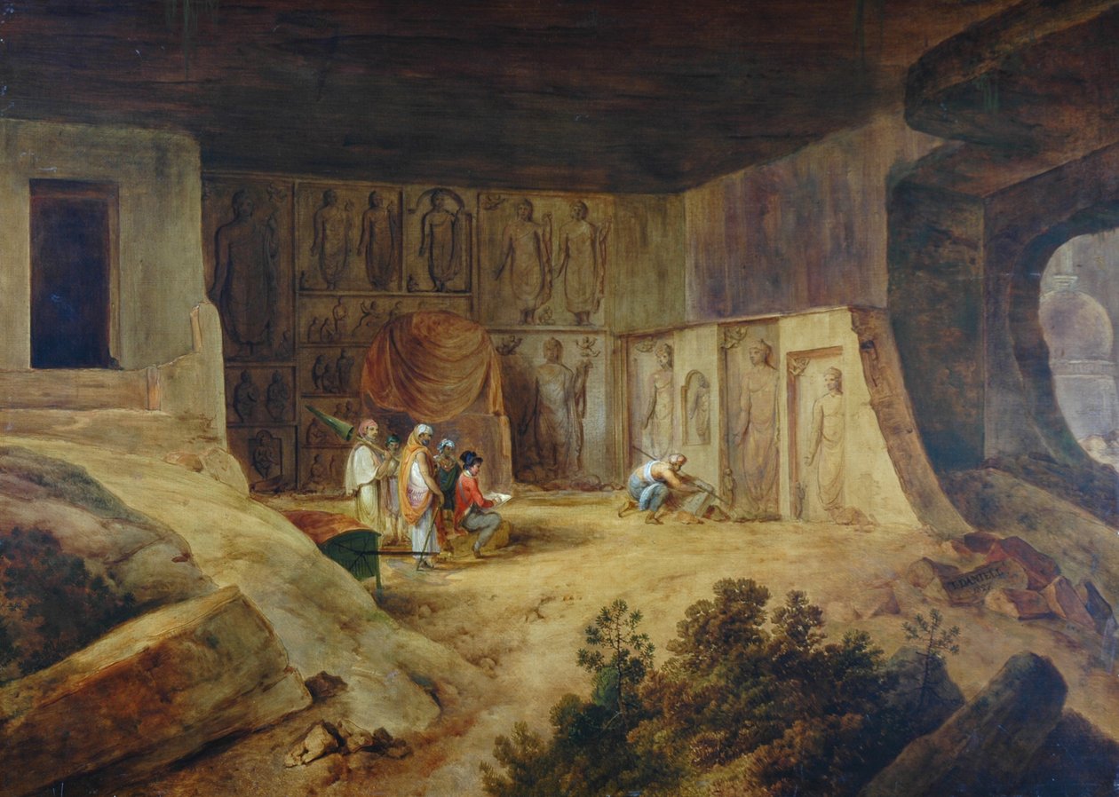 Inde i Kanaree-hulen ved Salsette, 1827 af Thomas Daniell