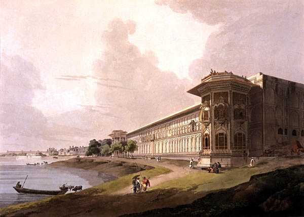 Nordøst udsigt over Cotsea Bhaug, ved floden Jumna, Delhi, fra Oriental Scenery: Fireogtyve udsigter i Hindoostan, 1795 af Thomas Daniell