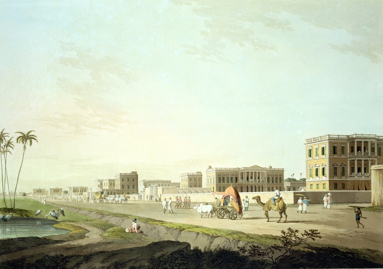 Cheringhee havn, Calcutta, plade 32 fra "Oriental Scenery: Twenty Four Views in Hindoostan", graveret af Thomas og William (1769-1837) Daniell, udgivet i 1798 af Thomas Daniell