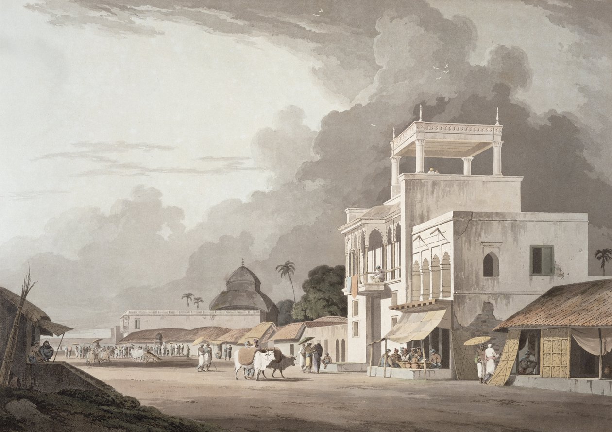 Udsigt på Chitpore Road, Calcutta, plade II fra 