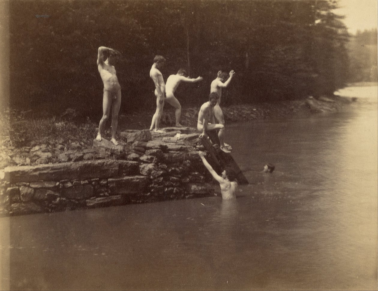 Eakinss studerende på svømmehullet af Thomas Eakins