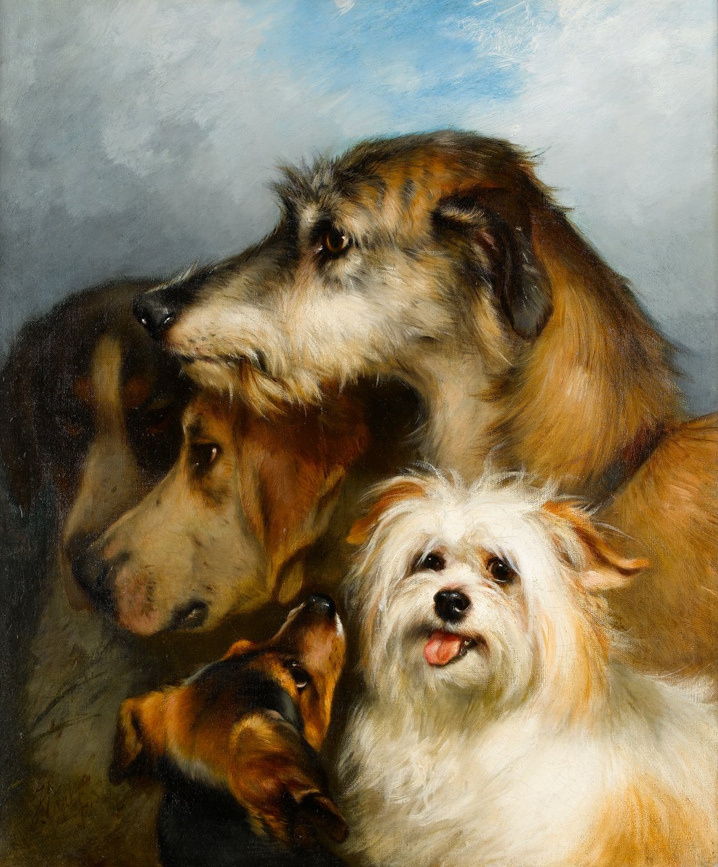 En ulvehund og sportskammerater, 1863 af Thomas Earl