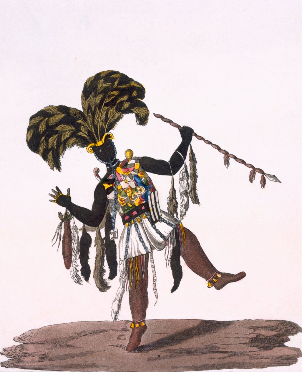 En Ashanti-kaptajn i krigsdragt, fra "Costume dei..." af Giulio Ferrario, ca. 1820-30