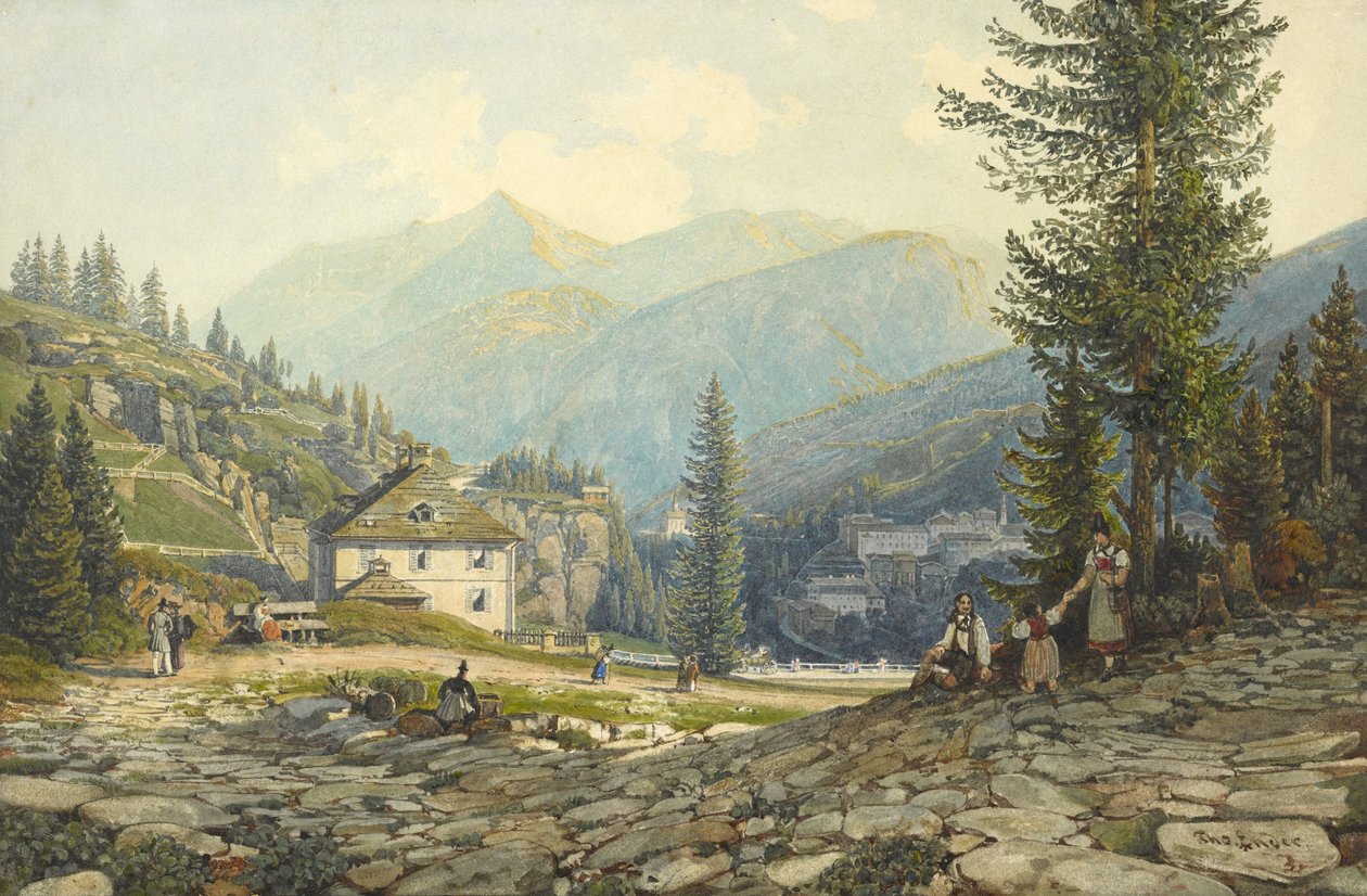 Udsigt over ærkehertug Johanns residens i Gastein varme kilder af Thomas Ender