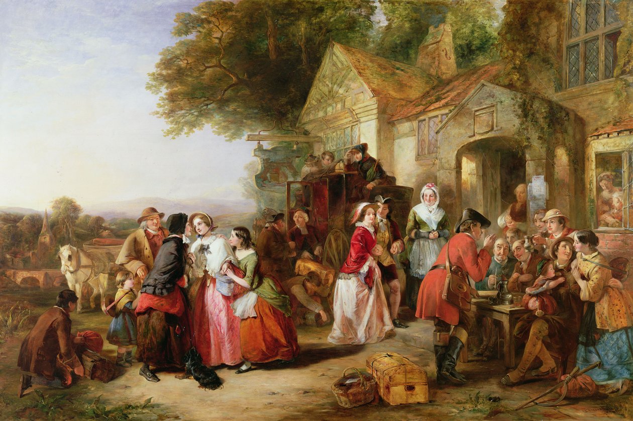 Rejsende uden for en værtshus, 1850 af Thomas Falcon Marshall