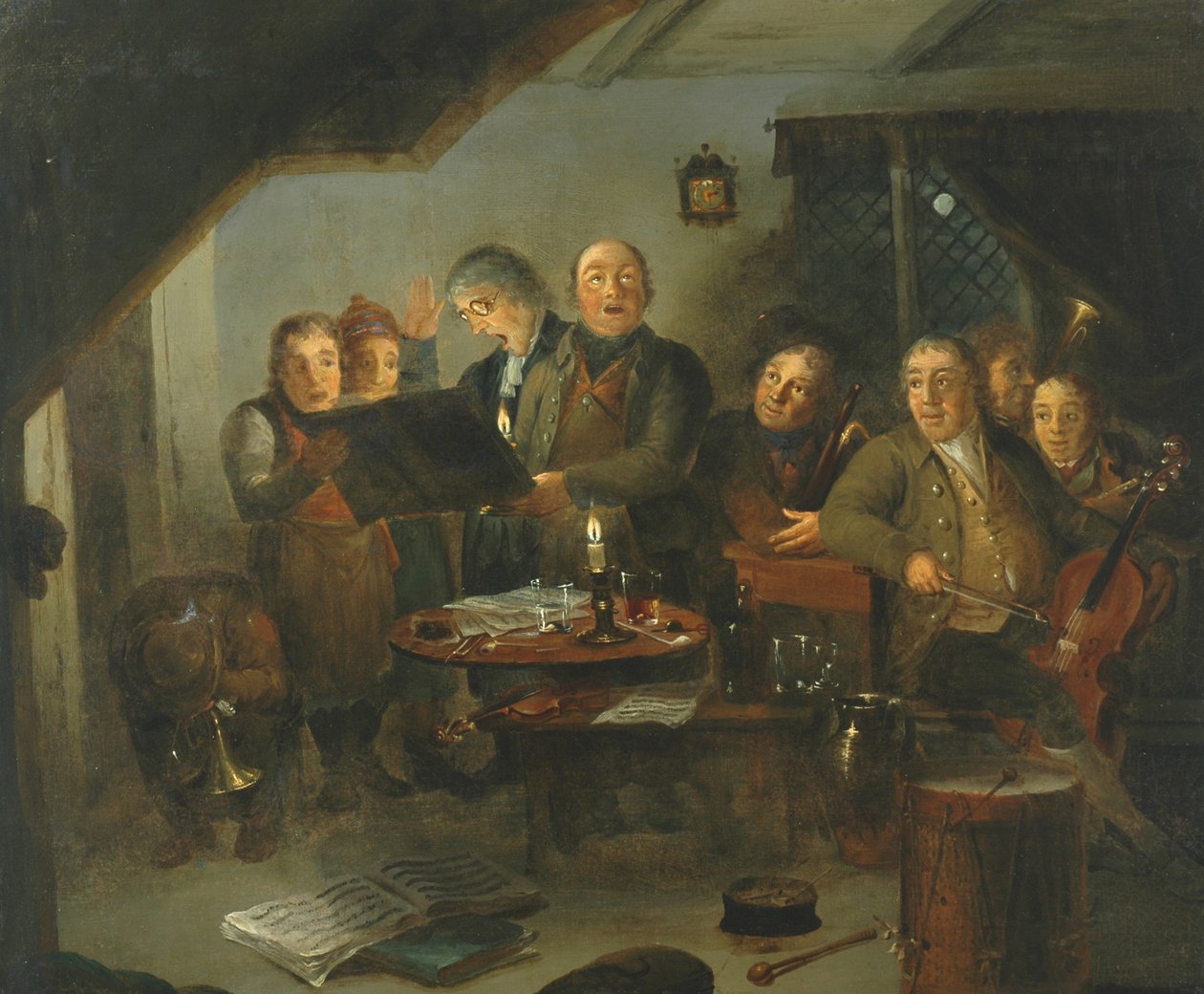 Halifax Church Choir øver på Ring O Bells Inn, 1796 af Thomas Farrar