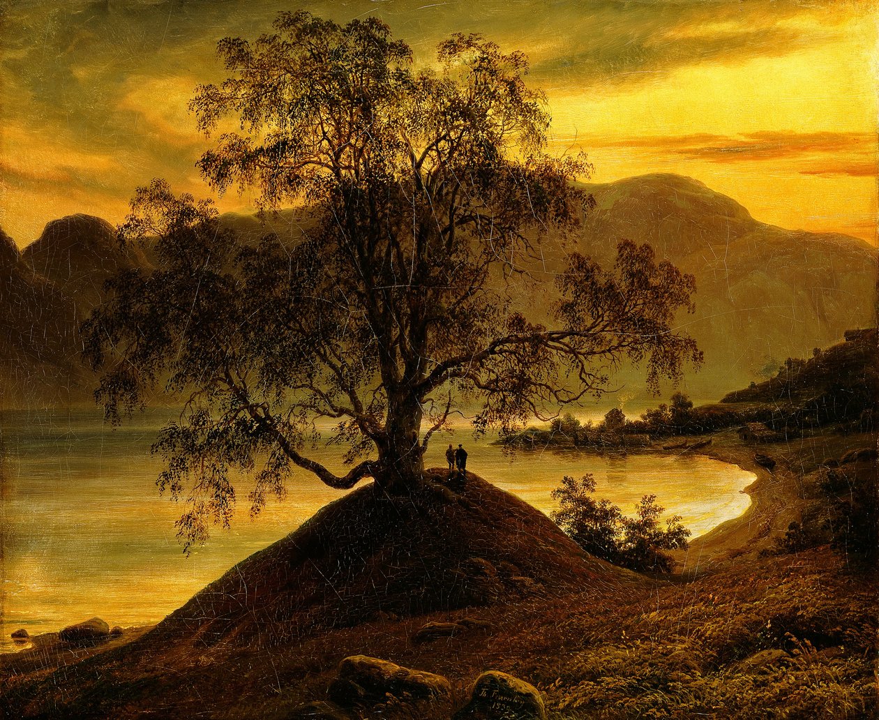 Gamle birketræ ved Sognefjorden af Thomas Fearnley