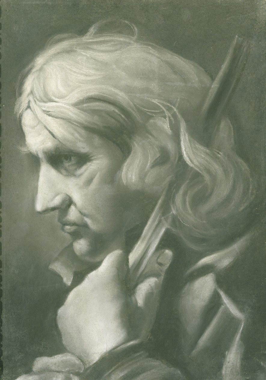 En mand lænet på en stav, ca.1760 (kridt på papir) af Thomas Frye