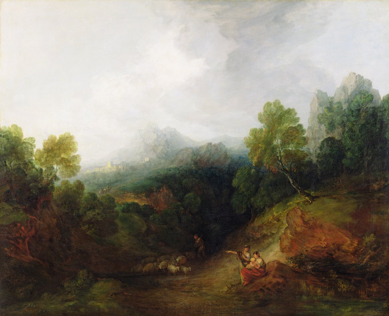 En bjergdal med rustikke figurer, ca. 1773-7 af Thomas Gainsborough