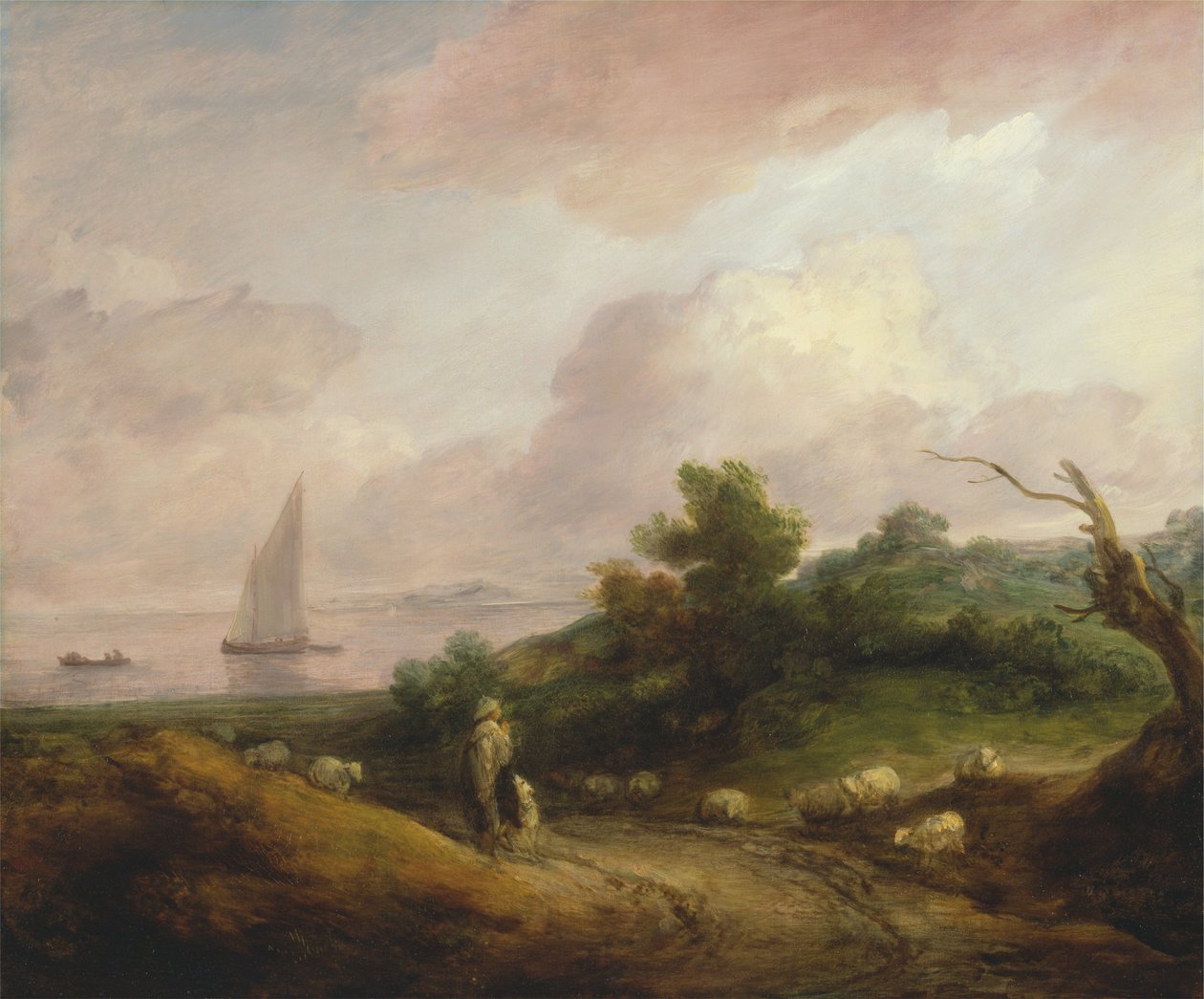Kystlandskab med en hyrde og hans flok af Thomas Gainsborough