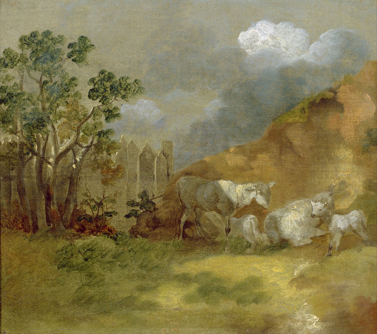 Landskab med får, ca.1744 af Thomas Gainsborough