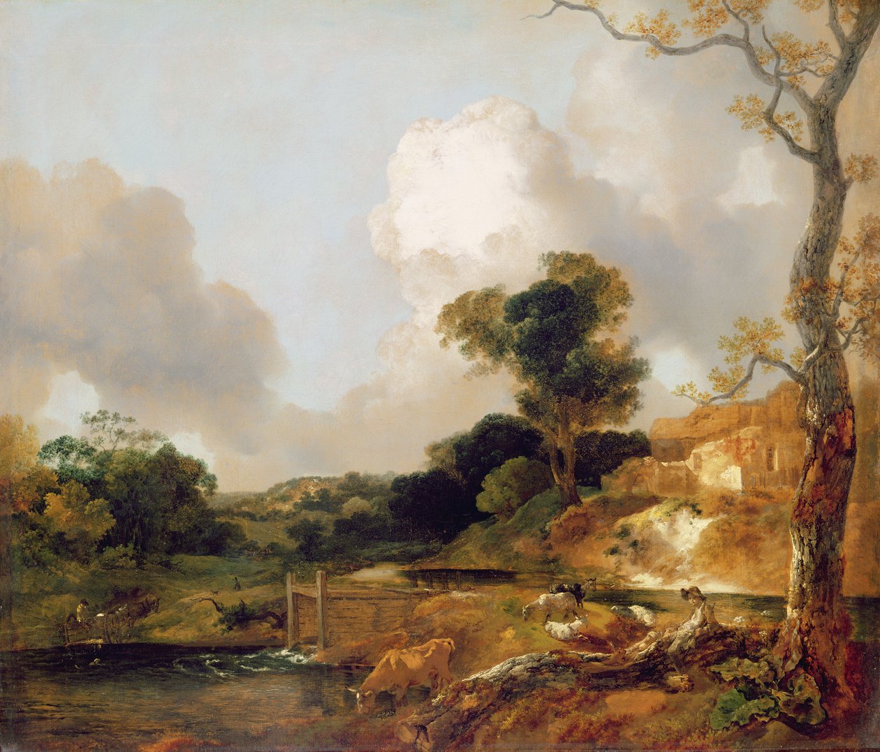 Landskab med vandløb og overløb af Thomas Gainsborough