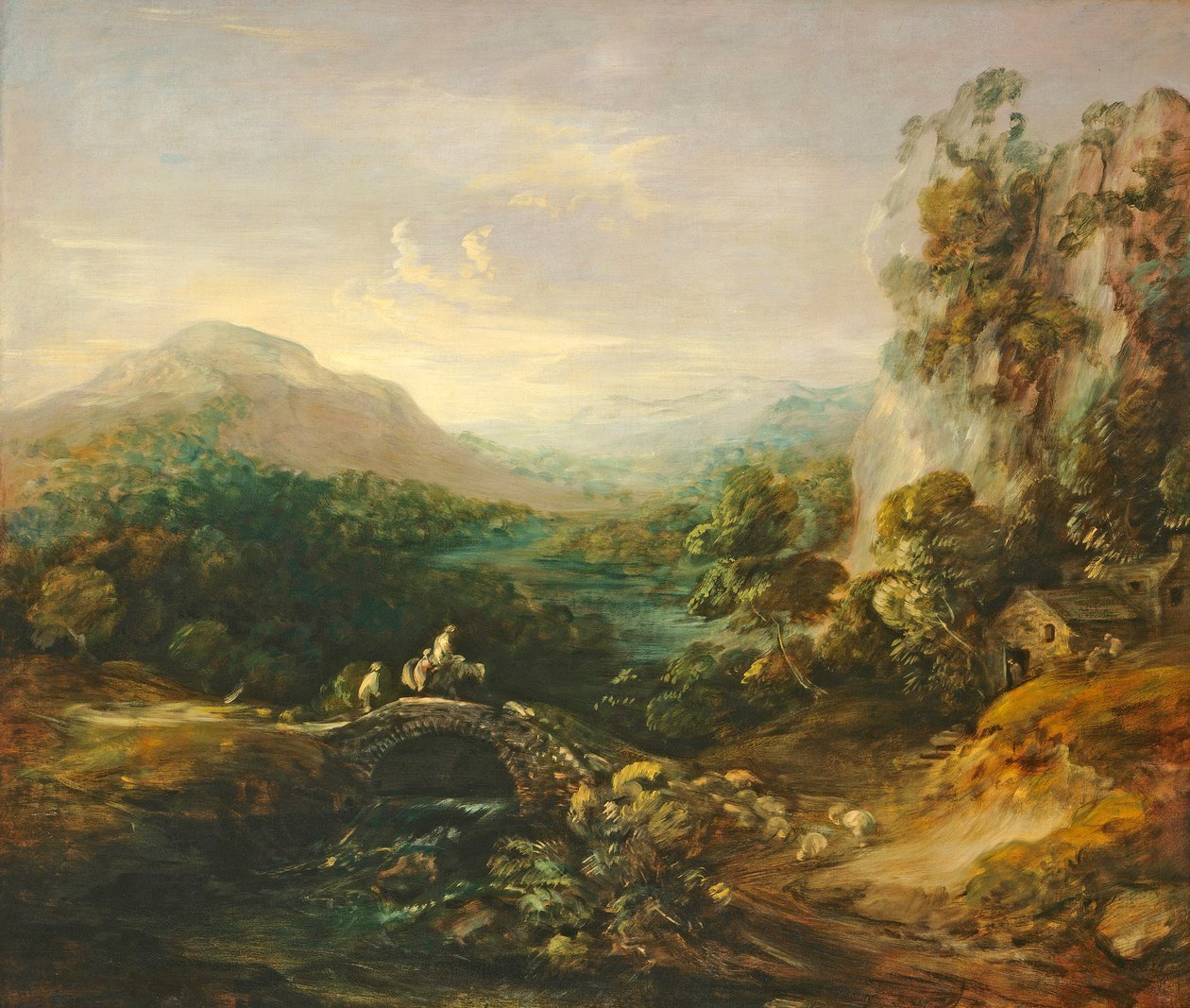 Bjerglandskab med bro, ca.1783-1784 af Thomas Gainsborough