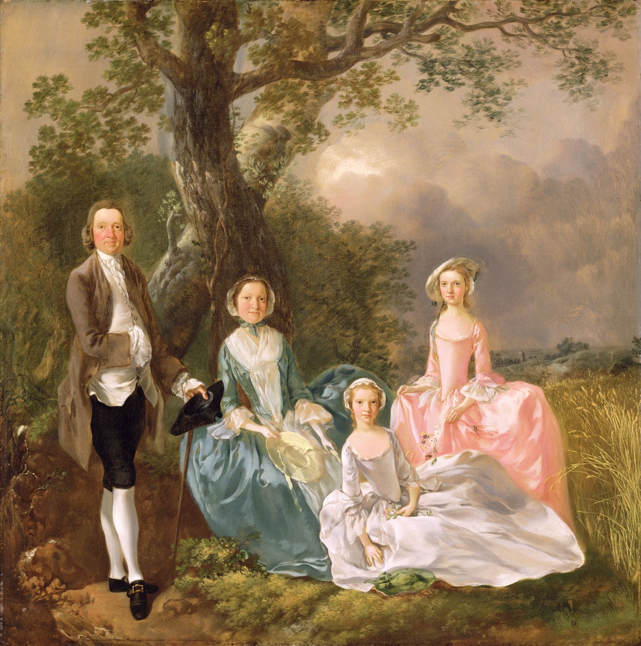 Mr og Mrs John Gravenor og deres døtre, Elizabeth og Ann af Thomas Gainsborough