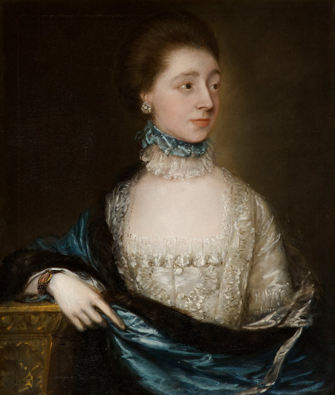 Ukendt dame med blå kappe, ca. 1765 af Thomas Gainsborough