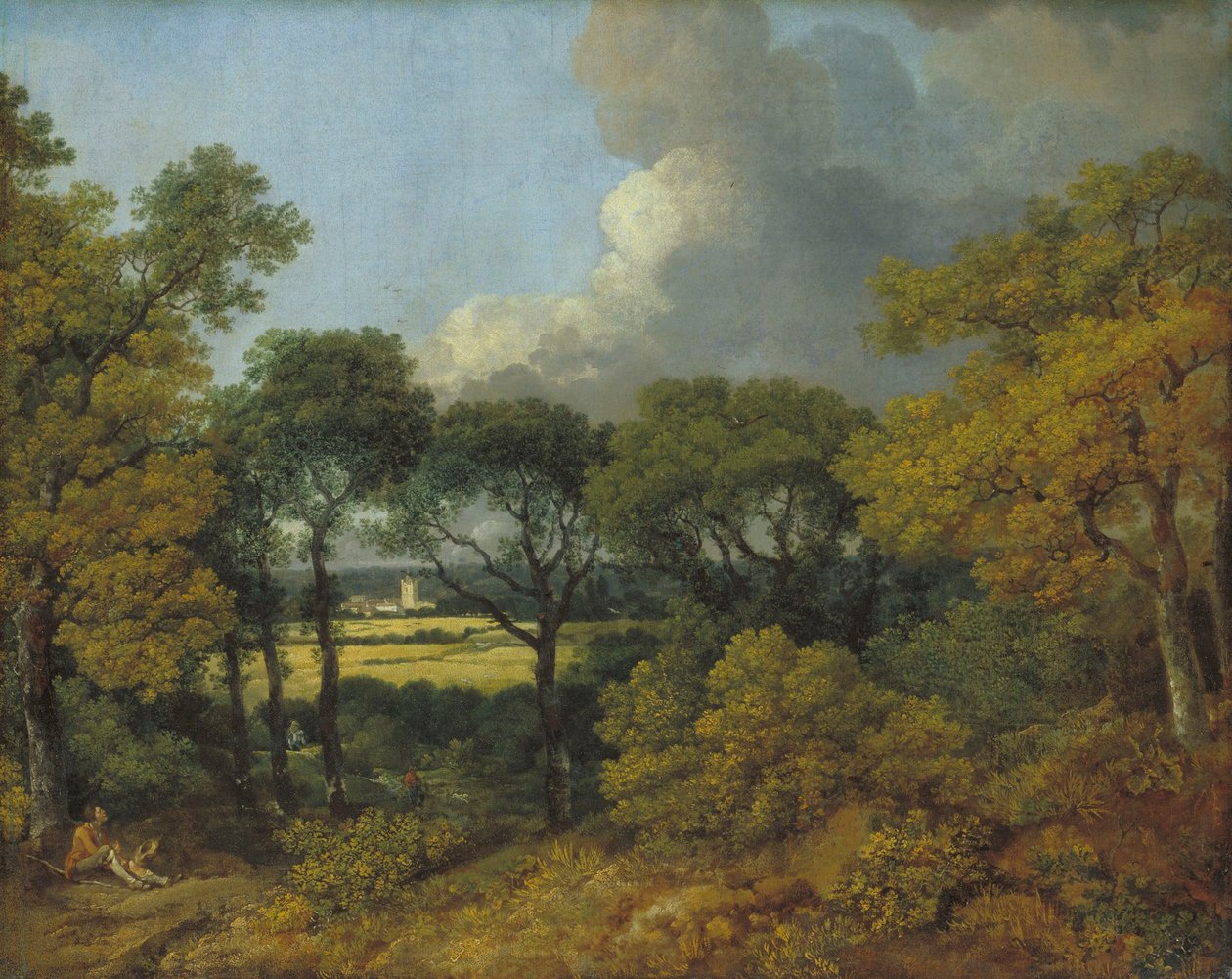 Skovklædt landskab med en bondehvile af Thomas Gainsborough
