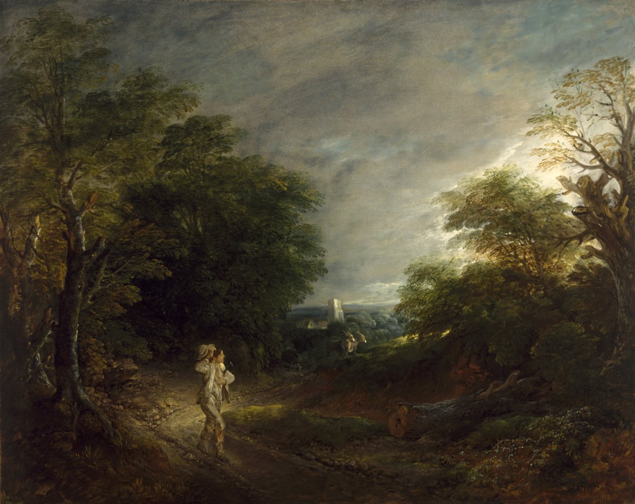 Skovklædt landskab med en skovhugger, c.1762-63 af Thomas Gainsborough