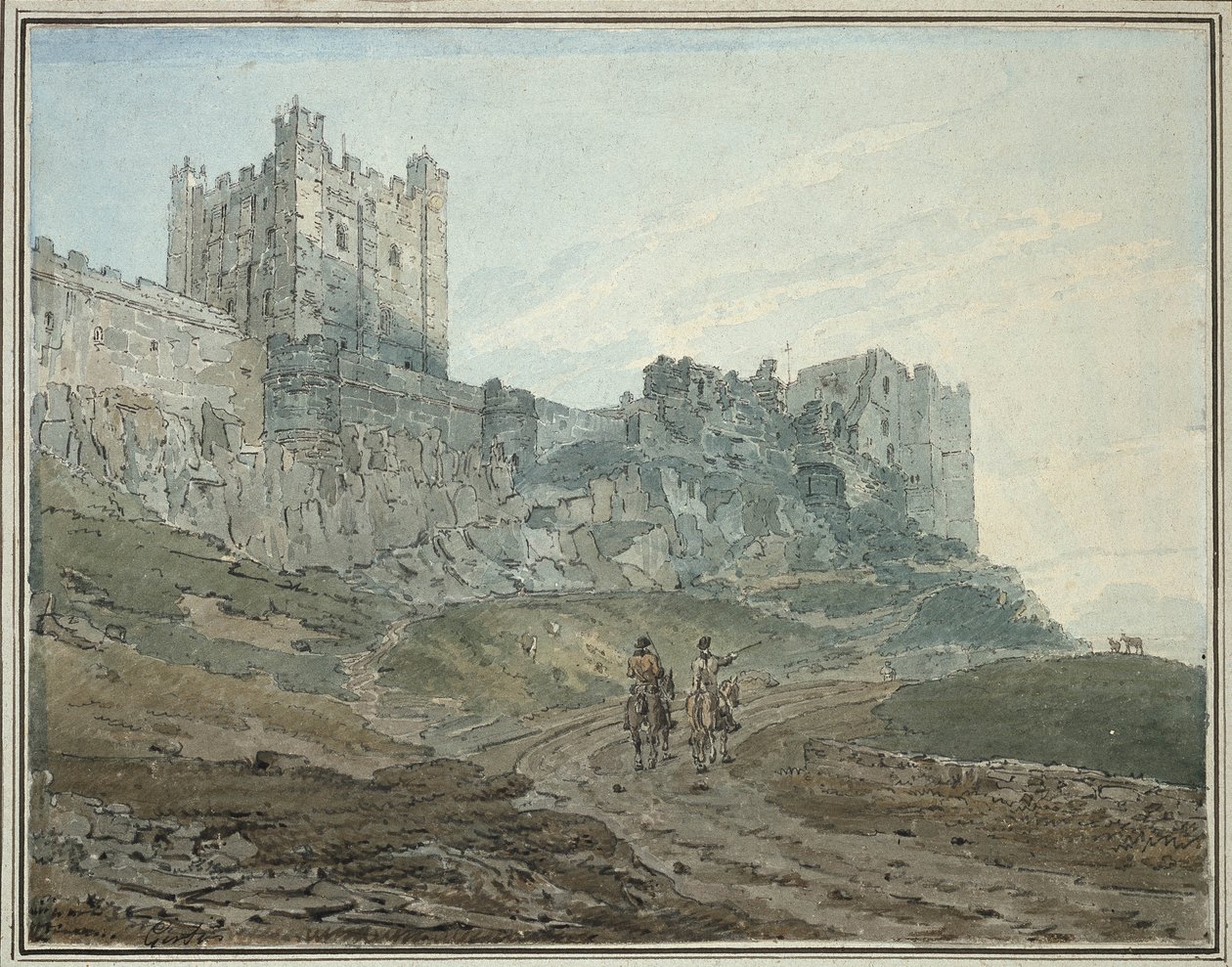 Bamburgh Castle, Northumberland, 1700-tallet af Thomas Girtin