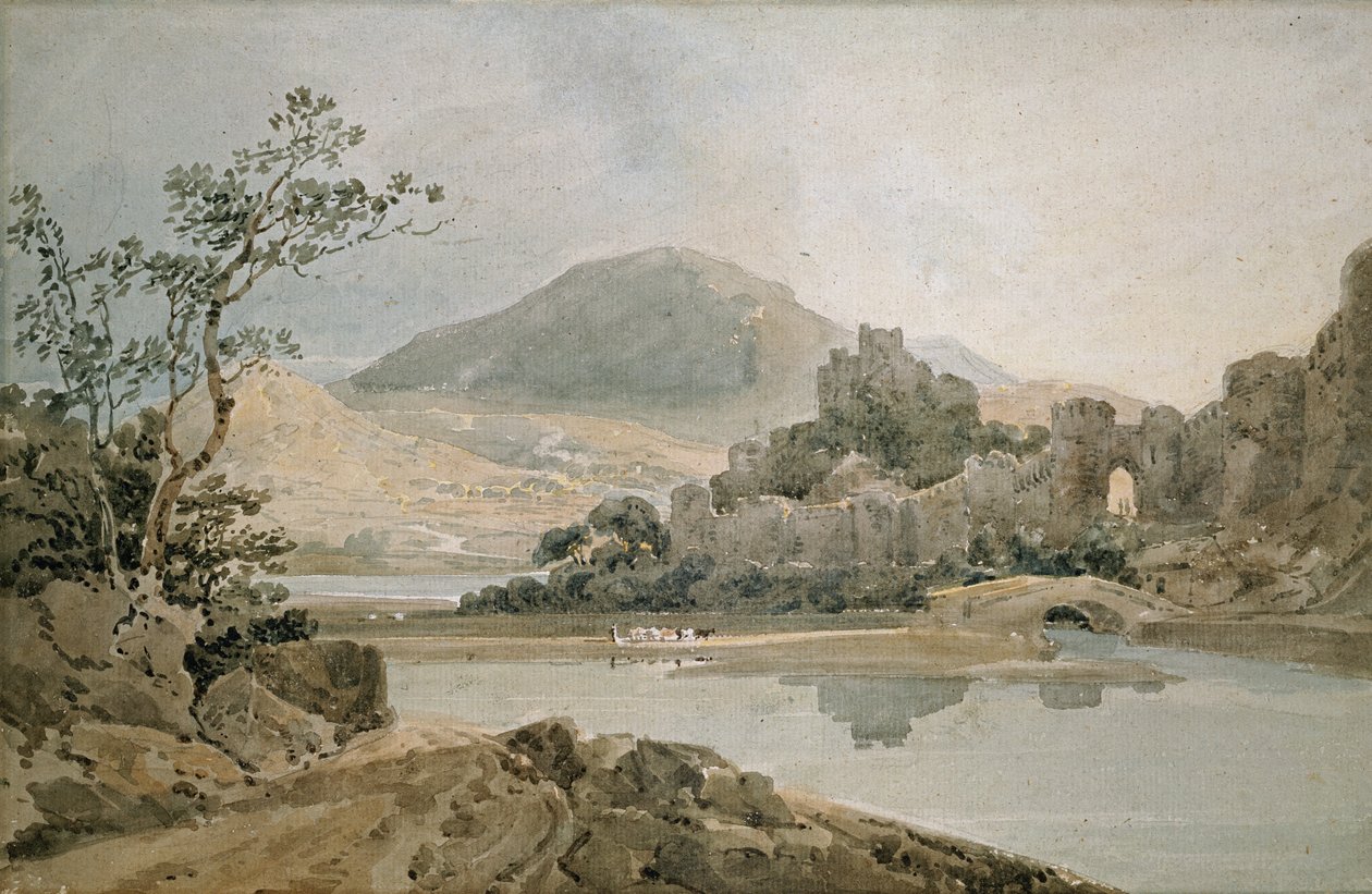 Conway Castle, North Wales (wc på papir) af Thomas Girtin