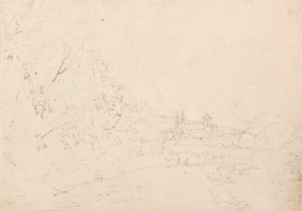Fjernudsigt over Jedburgh af Thomas Girtin