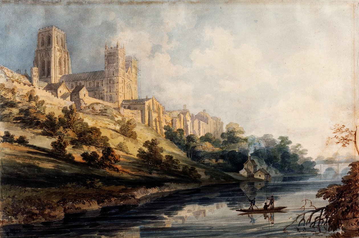 Durham Cathedral, 1795 (wc med strejf af gummi arabicum på vævet papir) af Thomas Girtin