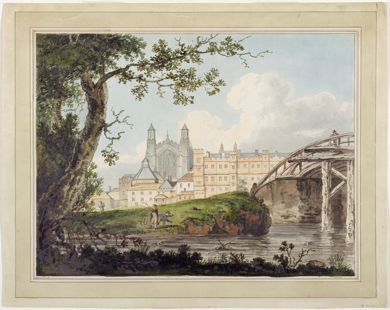 Eton College fra Datchet Road, ca. 1790 (wc over grafit på vævet papir) af Thomas Girtin