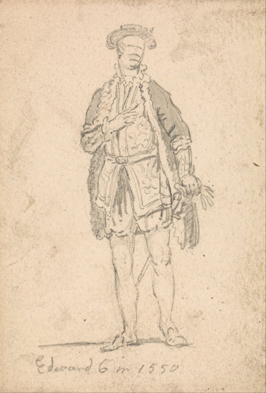 Figur Kostumeundersøgelse af Edward VI i 1550 af Thomas Girtin