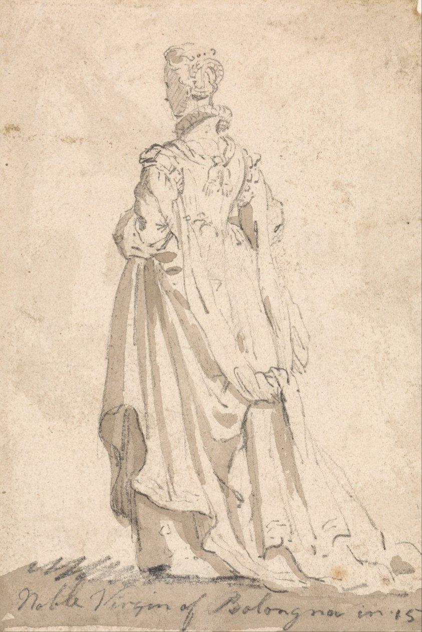 Figur Kostumeundersøgelse- Noble Virgin of Bologna af Thomas Girtin