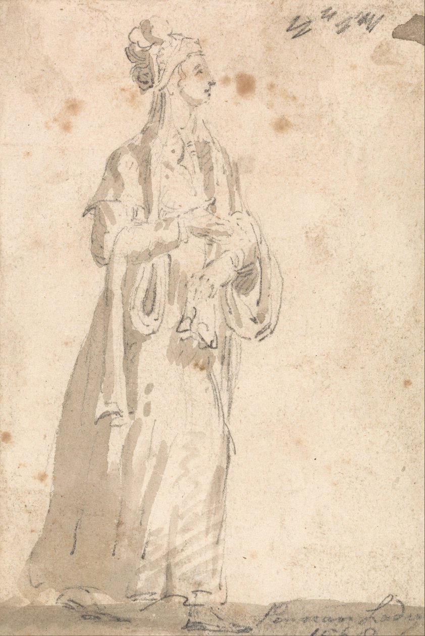 Figur kostumeundersøgelse- Persian Lady i 1568 af Thomas Girtin