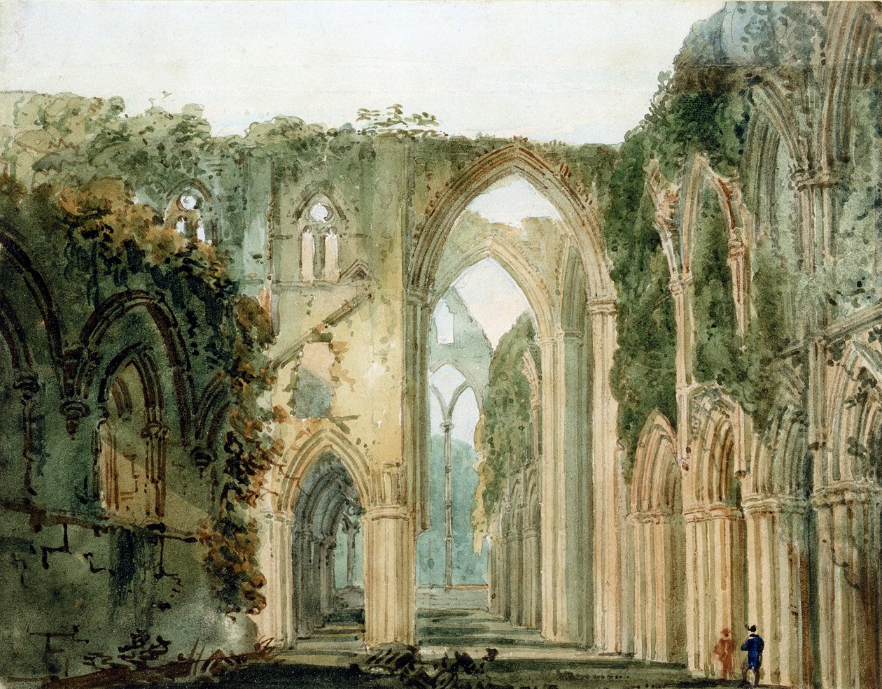 Interiør af Tintern Abbey af Thomas Girtin