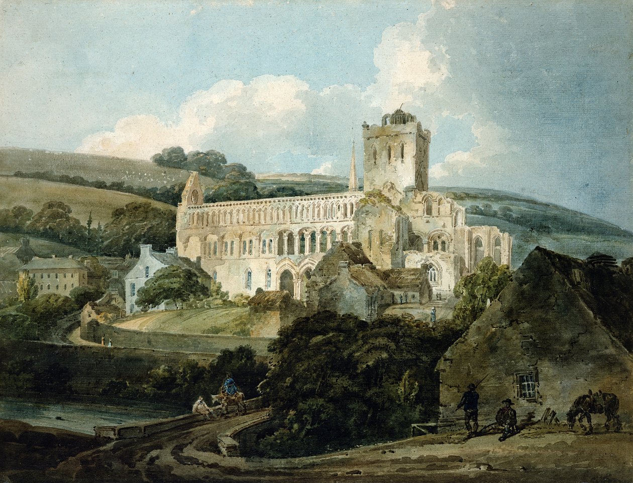 Jedburgh Abbey fra det sydøstlige af Thomas Girtin