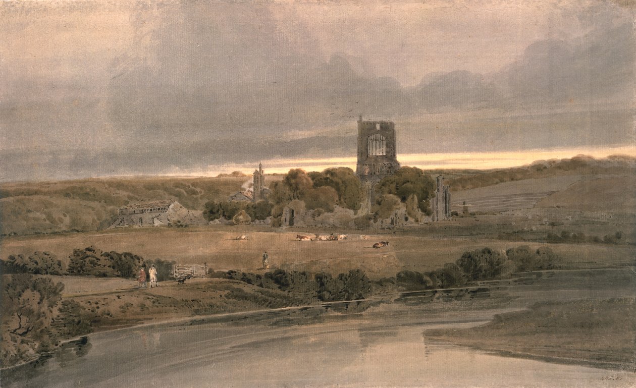 Kirkstall Abbey, Yorkshire - Aften af Thomas Girtin