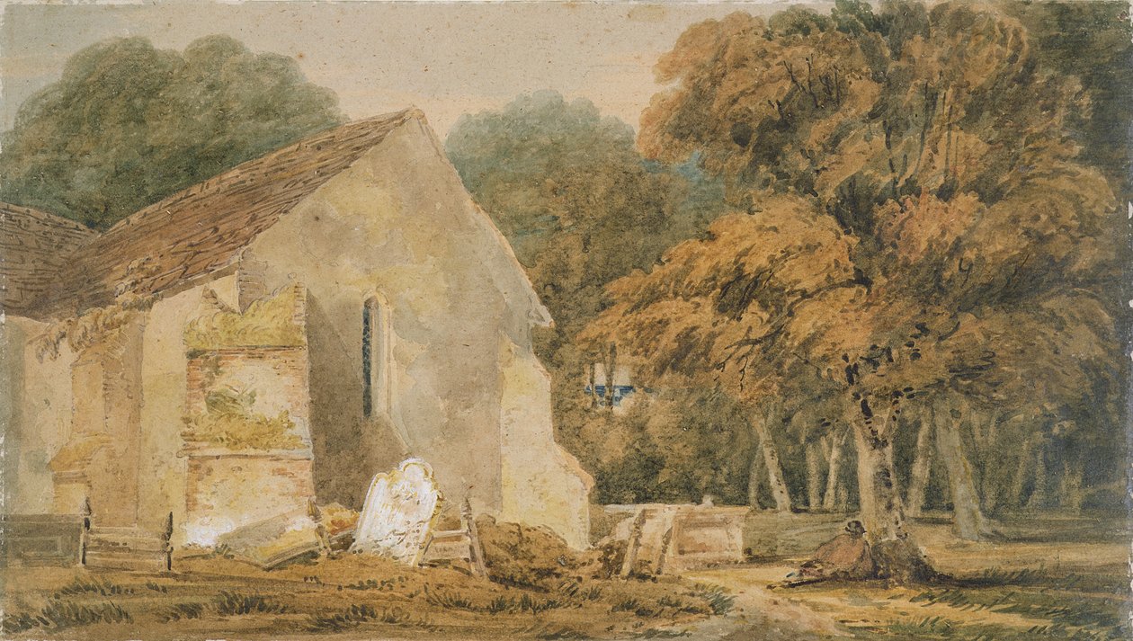 Nr.0735 En kirkegård på landet, ca.1797-98 af Thomas Girtin